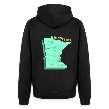 Karte von Minnesota Design für stolze Minnesotaner - Unisex Premium Bio Zip Hoodie - Schwarz - Hinten - Nico (187cm)