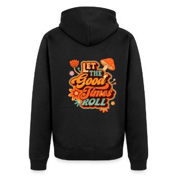 Let The Good Times Roll Retro Vintage Design - Unisex Premium Organic Zip Hoodie - black - Back - Nico (187cm)