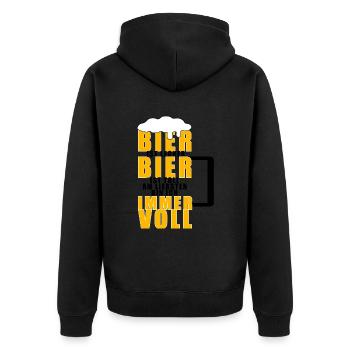 Bier ist lecker, Bier ist toll! - Unisex Premium Bio Zip Hoodie - Schwarz - Hinten - Nico (187cm)