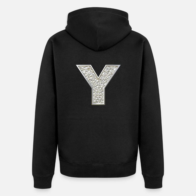 Y, letter, initial, monogram, - Unisex Premium Bio Zip Hoodie - Schwarz