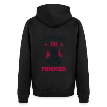 Ich kann keinen Feuerwehrmann haben - Unisex Premium Bio Zip Hoodie - Schwarz - Hinten - Nico (187cm)