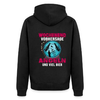 Fishing "Fishing Weekend" Fishing Hooks - Unisex Premium Organic Zip Hoodie - black - Back - Nico (187cm)