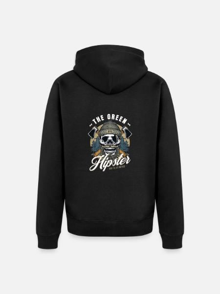 THE GREEN HIPSTER - Unisex Premium Organic Zip Hoodie - black
