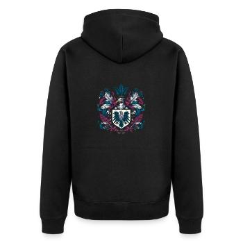 Adler Wappen - Unisex Premium Bio Zip Hoodie - Schwarz - Hinten - Nico (187cm)