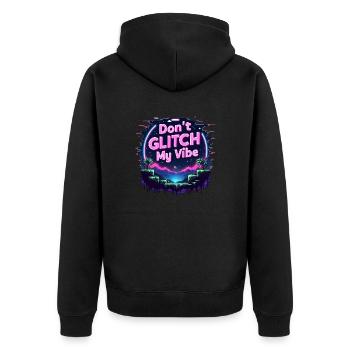 Don't Glitch my Vibe - Retro Gaming Abenteuer - Unisex Premium Bio Zip Hoodie - Schwarz - Hinten - Nico (187cm)