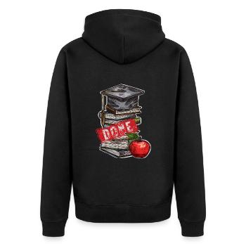DONE - Graduation School Studies University - Congratulations - Unisex Premium Organic Zip Hoodie - black - Back - Nico (187cm)