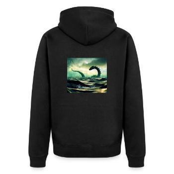Nessi - Unisex Premium Bio Zip Hoodie - Schwarz - Hinten - Nico (187cm)