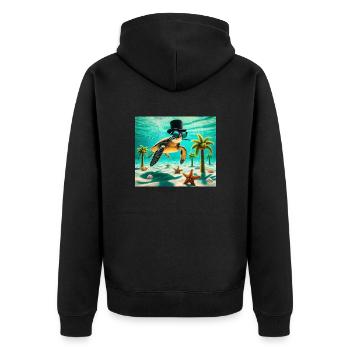 Schildkröte - Unisex Premium Bio Zip Hoodie - Schwarz - Hinten - Nico (187cm)