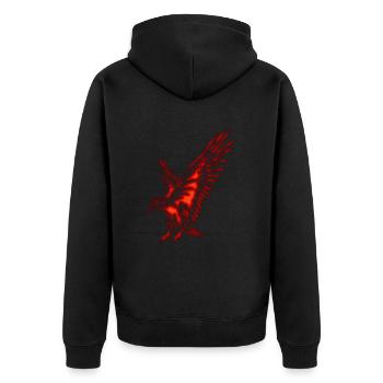 Fliegender Adler, rot - Unisex Premium Bio Zip Hoodie - Schwarz - Hinten - Nico (187cm)