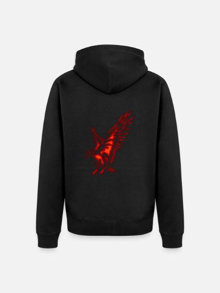 Flying Eagle, red - Unisex Premium Organic Zip Hoodie - black