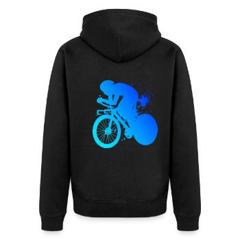 Rennradfahren Road Bike Herren Rennradfahrer - Unisex Premium Bio Zip Hoodie - Schwarz - Hinten - Nico (187cm)