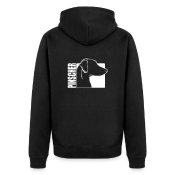 Pinscher Profil Hunde Hund Wilsigns - Unisex Premium Bio Zip Hoodie - Schwarz - Hinten - Nico (187cm)