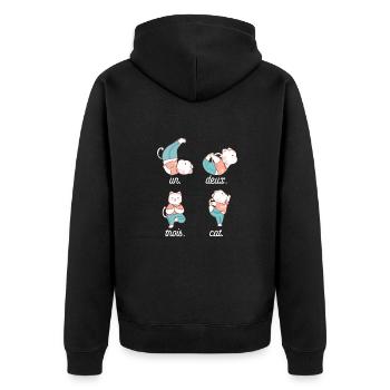 Un deux Trois Cat Funny French Cat Design - Veste à capuche bio Premium Unisexe - noir - Dos - Nico (187cm)