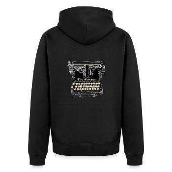 Typewriter Antique Model for Collectors - Unisex Premium Organic Zip Hoodie - black - Back - Nico (187cm)
