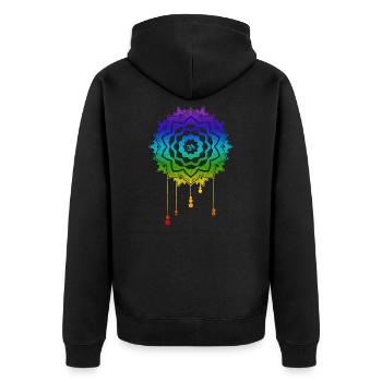 Chakra Mandala Om - Unisex Premium Organic Zip Hoodie - black - Back - Nico (187cm)