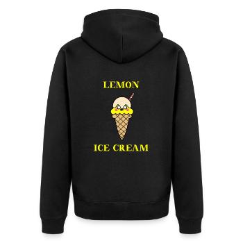 Lemon Ice Cream süß niedlich Geschenkidee Eis - Unisex Premium Bio Zip Hoodie - Schwarz - Hinten - Nico (187cm)