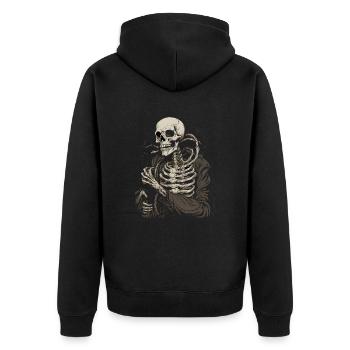 Halloween Skelett - Unisex Premium Bio Zip Hoodie - Schwarz - Hinten - Nico (187cm)