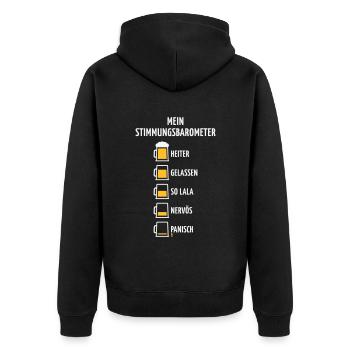 Mein Stimmungsbarometer (Bier / V1 / NEG) - Unisex Premium Bio Zip Hoodie - Schwarz - Hinten - Nico (187cm)