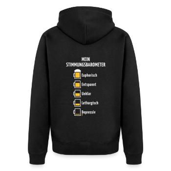 Mein Stimmungsbarometer (Bier / V2 / NEG) - Unisex Premium Bio Zip Hoodie - Schwarz - Hinten - Nico (187cm)