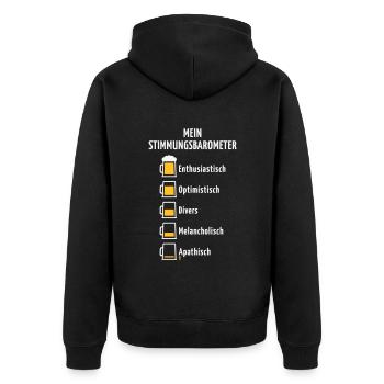 Mein Stimmungsbarometer (Bier / V3 / NEG) - Unisex Premium Bio Zip Hoodie - Schwarz - Hinten - Nico (187cm)