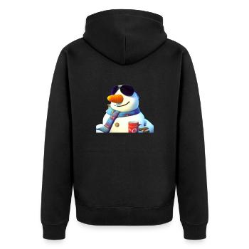 Bonhomme de neige avec café et lunettes de soleil - Veste à capuche bio Premium Unisexe - noir - Dos - Nico (187cm)