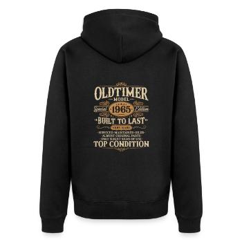 Vintage 1965 Vintage Born Birthday Gift - Unisex Premium Organic Zip Hoodie - black - Back - Nico (187cm)