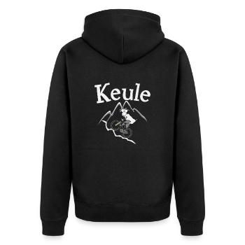 Keule Bergziege Mountainbike - Unisex Premium Bio Zip Hoodie - Schwarz - Hinten - Nico (187cm)