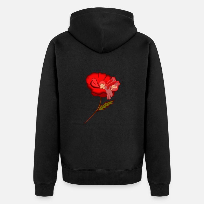 Fee in einer Mohnblume - Unisex Premium Bio Zip Hoodie - Schwarz