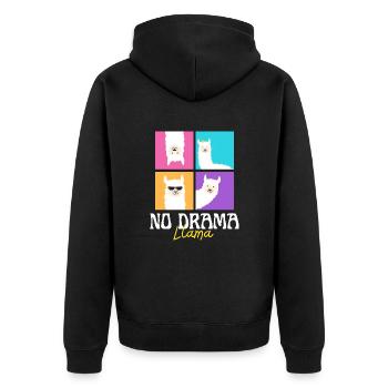 No drama llama - Unisex Premium Bio Zip Hoodie - Schwarz - Hinten - Nico (187cm)