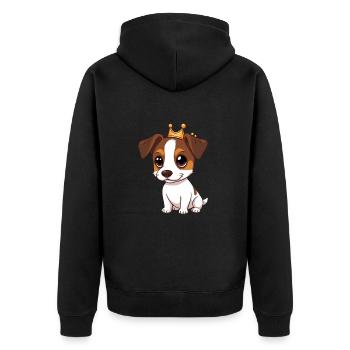 Jack Russell Terrier Chien avec Couronne - Veste à capuche bio Premium Unisexe - noir - Dos - Nico (187cm)