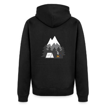 NATURE TENTS MOUNTAINS - Unisex Premium Organic Zip Hoodie - black - Back - Nico (187cm)