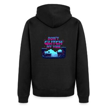 Don't Glitch my Vibe - Retro Gaming Abenteuer - Unisex Premium Bio Zip Hoodie - Schwarz - Hinten - Nico (187cm)