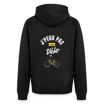J Peux Pas J Ai Vélo - Veste à capuche bio Premium Unisexe - noir - Dos - Nico (187cm)