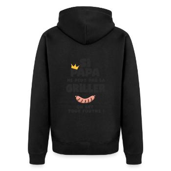 papa roi barbecu cadeau papa fête des pères - Veste à capuche bio Premium Unisexe - noir - Dos - Nico (187cm)