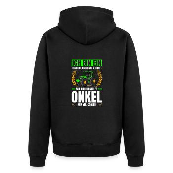 Ich Bin Ein Traktor Fahrender Onkel Traktor - Unisex Premium Bio Zip Hoodie - Schwarz - Hinten - Nico (187cm)