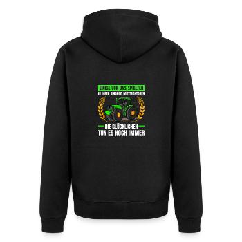 Einige Von Uns Spielten Mit Traktoren Traktor - Unisex Premium Bio Zip Hoodie - Schwarz - Hinten - Nico (187cm)