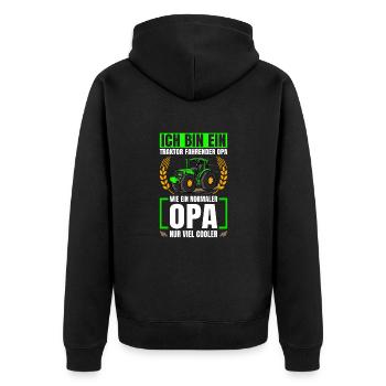 Ich Bin Ein Traktor Fahrender Opa Traktor - Unisex Premium Bio Zip Hoodie - Schwarz - Hinten - Nico (187cm)