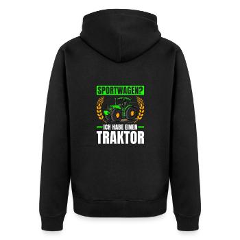 Landwirtschaft Sportwagen? Ich Habe Einen Traktor - Unisex Premium Bio Zip Hoodie - Schwarz - Hinten - Nico (187cm)