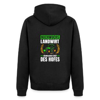 Nachwuchs Landwirt Heimlicher Chef Traktor - Unisex Premium Bio Zip Hoodie - Schwarz - Hinten - Nico (187cm)