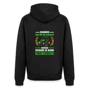 Agricoltura Buoni Trattoristi Trattore - Unisex Premium Bio Zip Hoodie - Schwarz - Hinten - Nico (187cm)