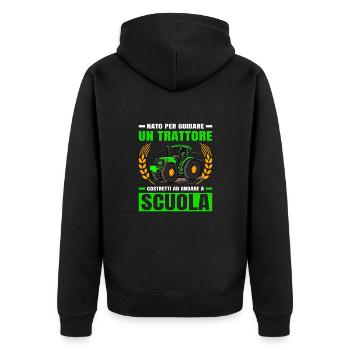 Agricoltura Nato Per Guidare Trattori Trattore - Unisex Premium Bio Zip Hoodie - Schwarz - Hinten - Nico (187cm)
