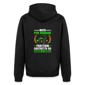 Agricoltura Nato Per Guidare Trattori Trattore - Unisex Premium Bio Zip Hoodie - Schwarz - Hinten - Nico (187cm)