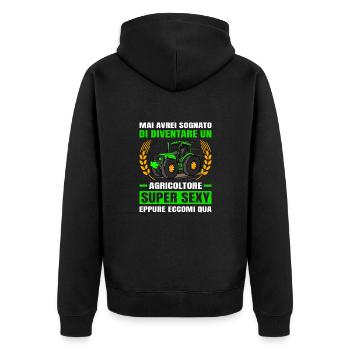 Agricoltura Agricoltore Super Sexy Trattore - Unisex Premium Bio Zip Hoodie - Schwarz - Hinten - Nico (187cm)