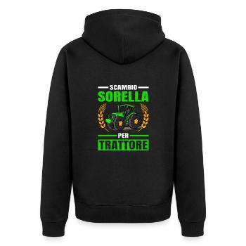 Agricoltura Scambio Sorella Per Trattore - Unisex Premium Bio Zip Hoodie - Schwarz - Hinten - Nico (187cm)