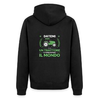Datemi Un Trattore Conquistero Il Mondo Trattore - Unisex Premium Bio Zip Hoodie - Schwarz - Hinten - Nico (187cm)