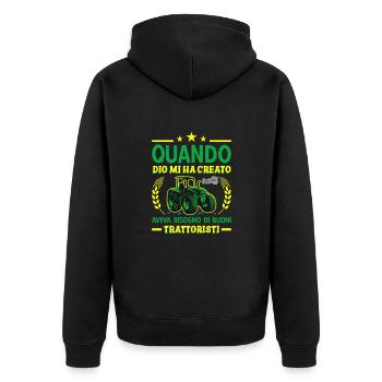 Agricoltura Buoni Trattoristi Trattore - Unisex Premium Bio Zip Hoodie - Schwarz - Hinten - Nico (187cm)
