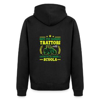 Agricoltura Nato Per Guidare Trattori Trattore - Unisex Premium Bio Zip Hoodie - Schwarz - Hinten - Nico (187cm)