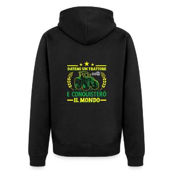Datemi Un Trattore Conquistero Il Mondo Trattore - Unisex Premium Bio Zip Hoodie - Schwarz - Hinten - Nico (187cm)