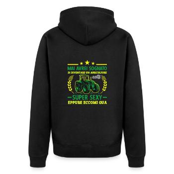 Agricoltura Agricoltore Super Sexy Trattore - Unisex Premium Bio Zip Hoodie - Schwarz - Hinten - Nico (187cm)