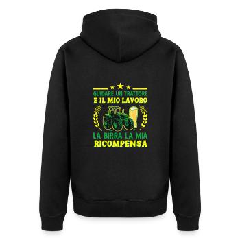 Agricoltura La Birra La Mia Ricompensa Trattore - Unisex Premium Bio Zip Hoodie - Schwarz - Hinten - Nico (187cm)